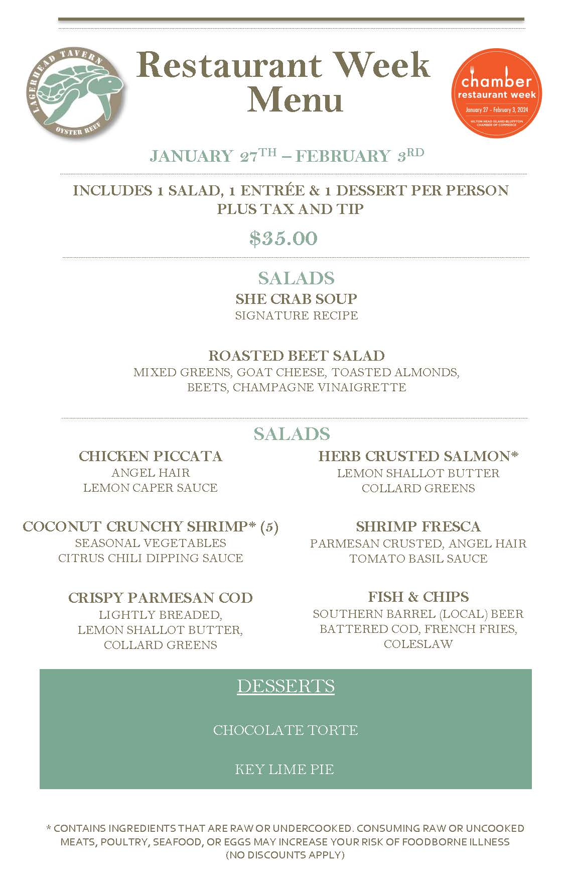 Menus + deals for Hilton Head, Bluffton Restaurant Week 2024 Hilton Head Island Packet